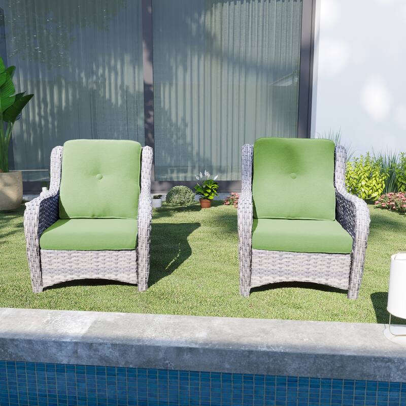 Cozywor 2-Piece Outdoor Patio Ratten Wicker Lounge Chair WIth Cushion