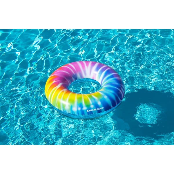 slide 2 of 8, Inflatable Spiral Tie Dye Swimming Pool Ring - 36.5"