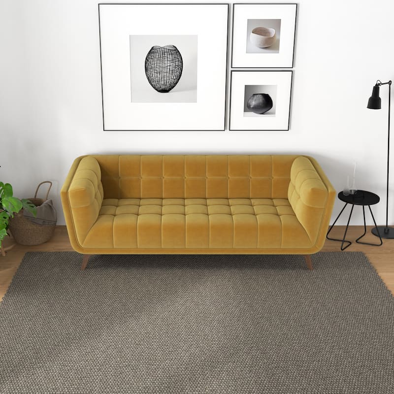 Kameron Mid Century Modern Style Channel Tufted Sofa Couch for Living Room