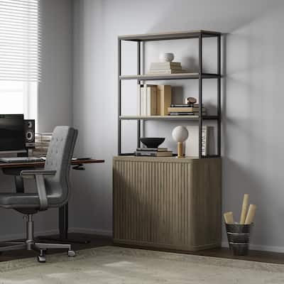 70.8"H Shelving Unit with 2 Doors:Transforming Kitchen and Study Spaces