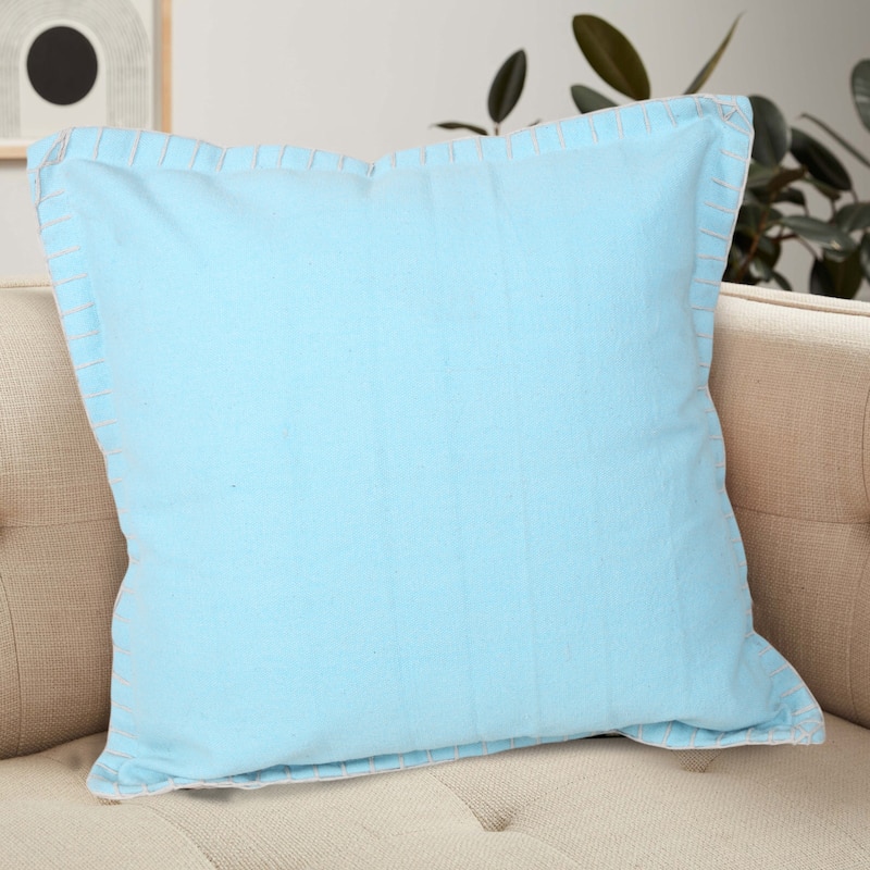 Sevita Guapo Casual Solid Stitched Edge Cotton Throw Pillow