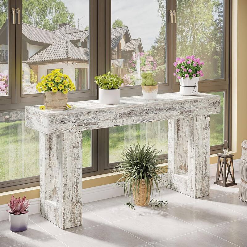 63" Wooden Console Table, Rectangular Sofa Table for Behind Couch, Entryway, HallwayLiving Room