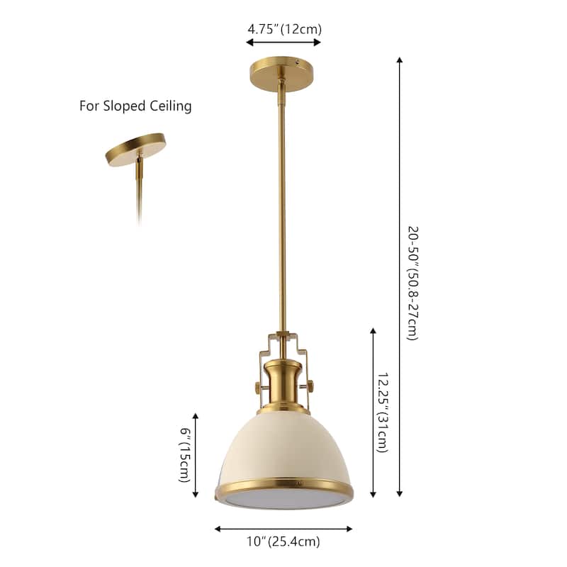 Deere Adjustable Iron/Glass Vintage LED Dome Pendant, by JONATHAN Y