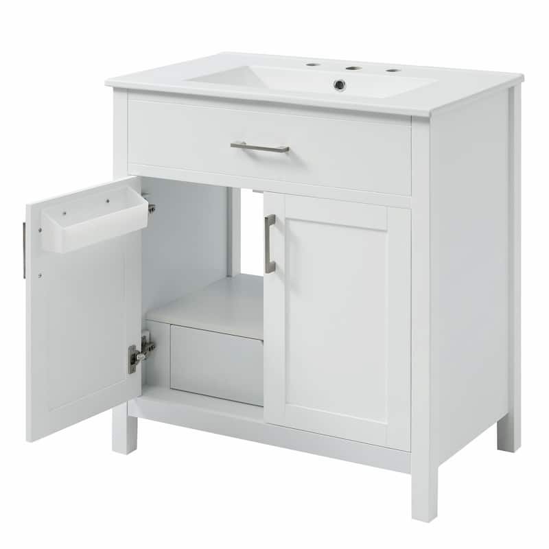 30" Bathroom Vanity with Ceramic Sink and Ample Storage