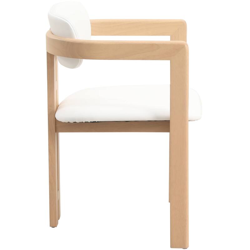Dining Chairs Upholstered Leather Seats in Rubberwood Set of 4 Arm Chairs Open Back Design