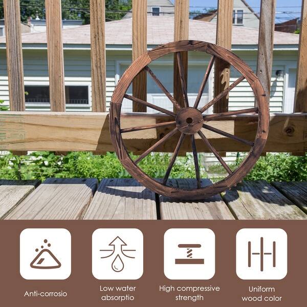 Shop Costway Set Of 2 30 In Decorative Vintage Wood Garden Wagon