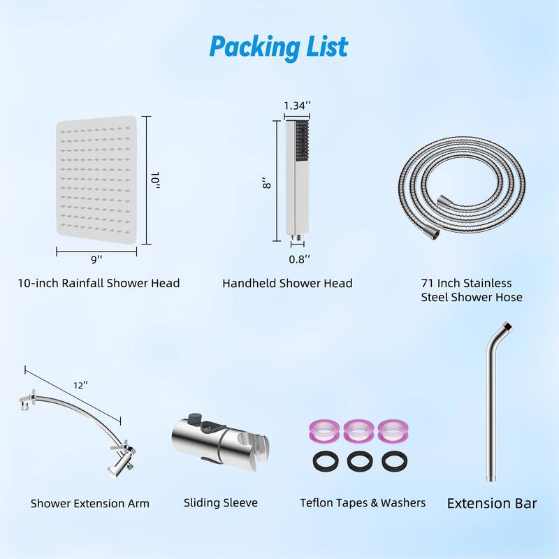 10" All Metal High Pressure Rain Shower with 4-spray Handheld Shower