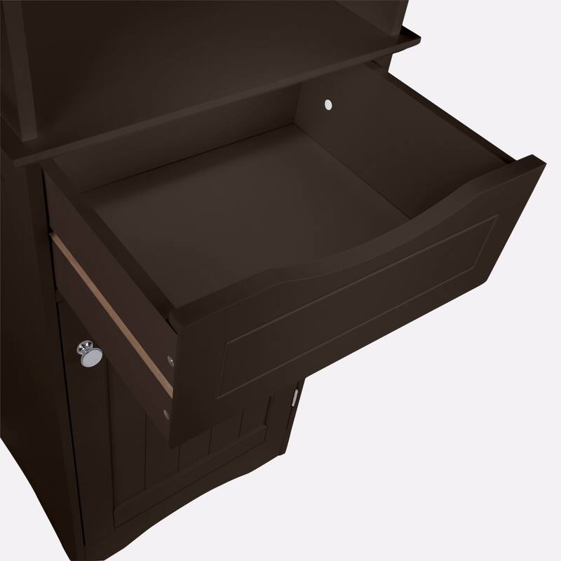 RiverRidge Ashland Tall Bathroom Storage Linen Cabinet and Organizer with Drawer and Shelves