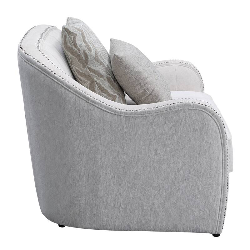 Davidov Beige Loveseat with Nailhead Trim
