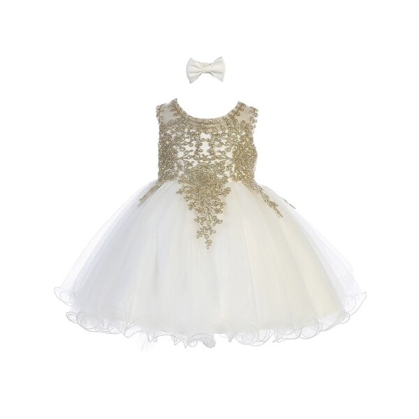 white and gold baby dress