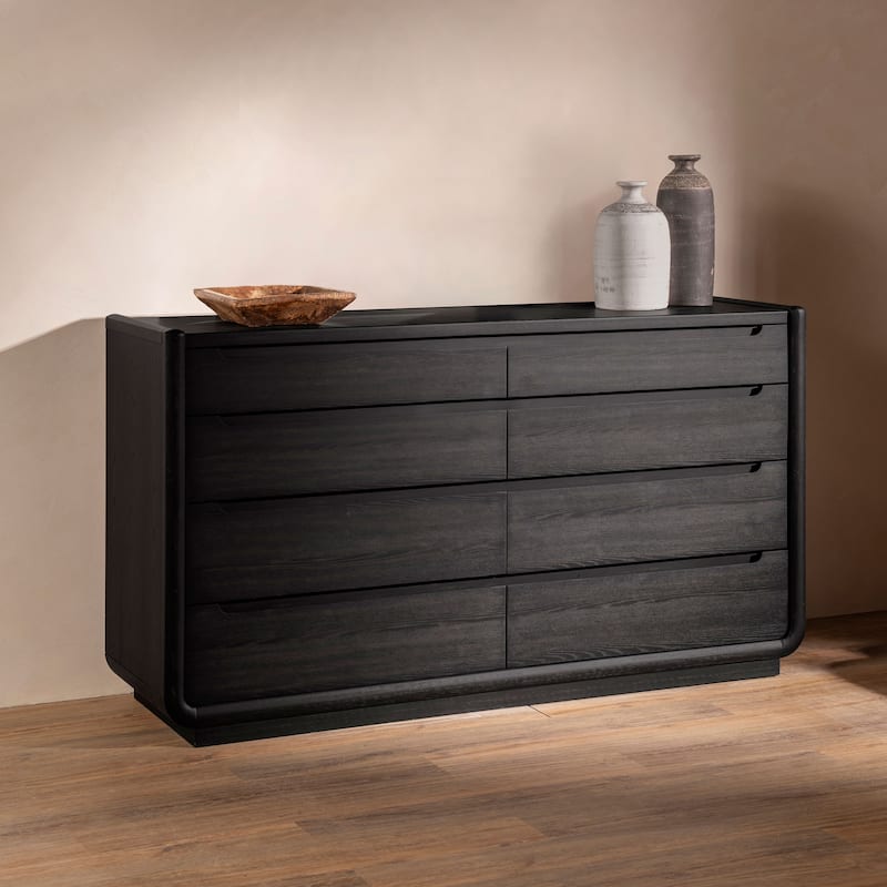 Leandro 8-drawer Bedroom Dresser with Mirror Burnished Black