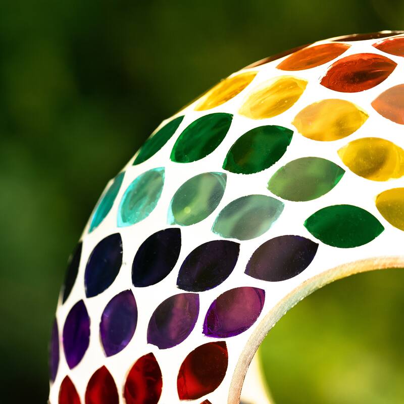 Glitzhome Round Hanging Multi-Color Mosaic Birdfeeder