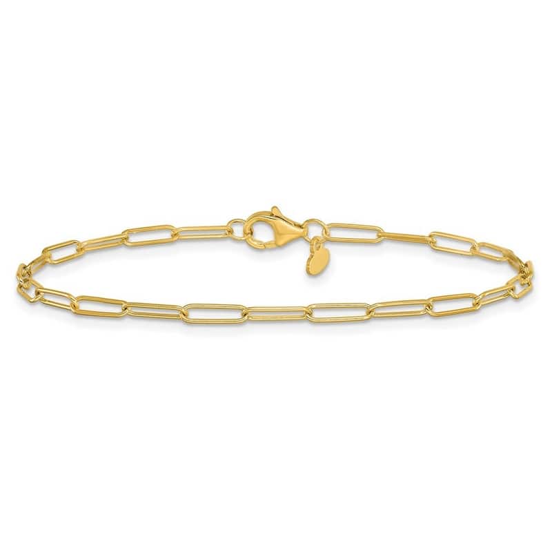 Curata 10k Yellow Gold Polished Thin Paperclip Link Bracelet Options: 7" 8"