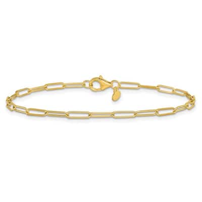 Curata 10k Yellow Gold Polished Thin Paperclip Link Bracelet Options: 7" 8"