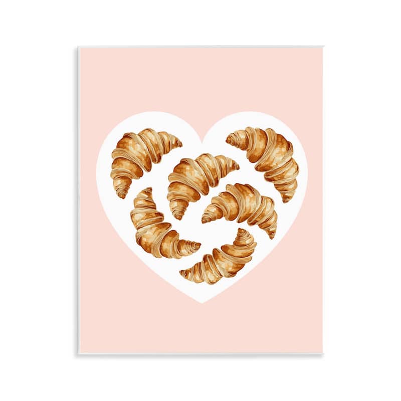 Stupell Morning Croissants in Heart Shape Wall Plaque Art Design By Lil' Rue - 11 x 14