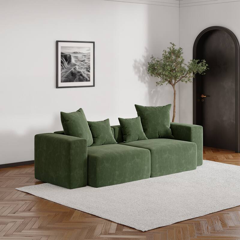 Oversized Corduroy Upholstery Modular Sofa No Assembly