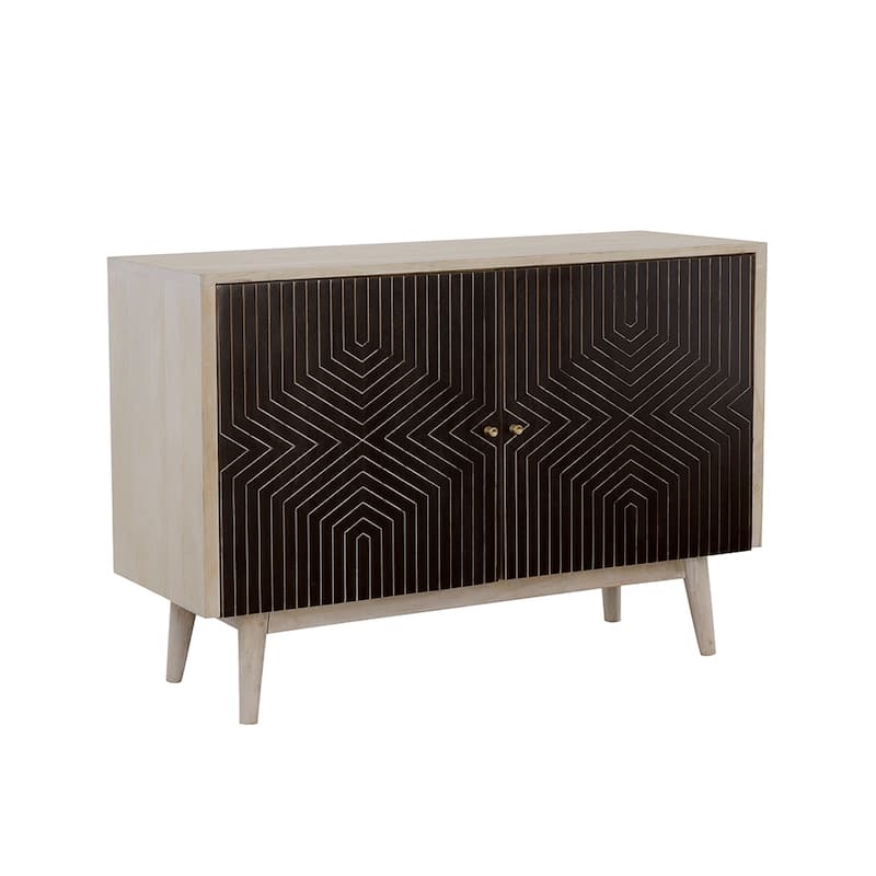 Ixora 2-Door Wood Accent Cabinet White Washed and Black