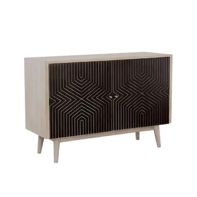 Ixora 2-Door Wood Accent Cabinet White Washed and Black