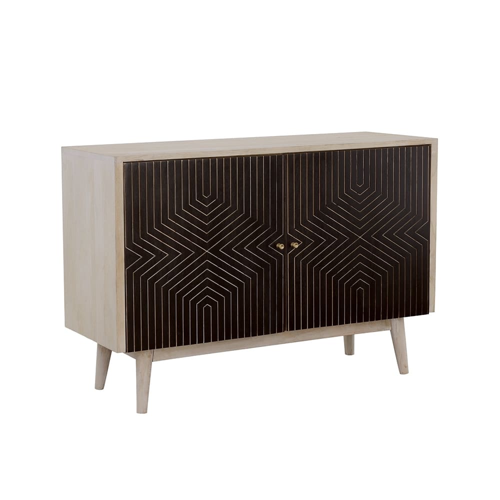 Ixora 2-Door Wood Accent Cabinet White Washed and Black
