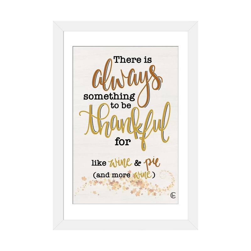 iCanvas "Thankful For Wine And Pie" by Fearfully Made Creations - White - 24x16x1