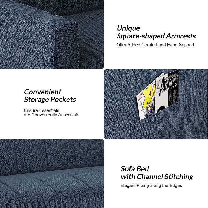 Duane Modern Upholstered Sleeper Sofa with Mobile Phone Holder by HULALA HOME