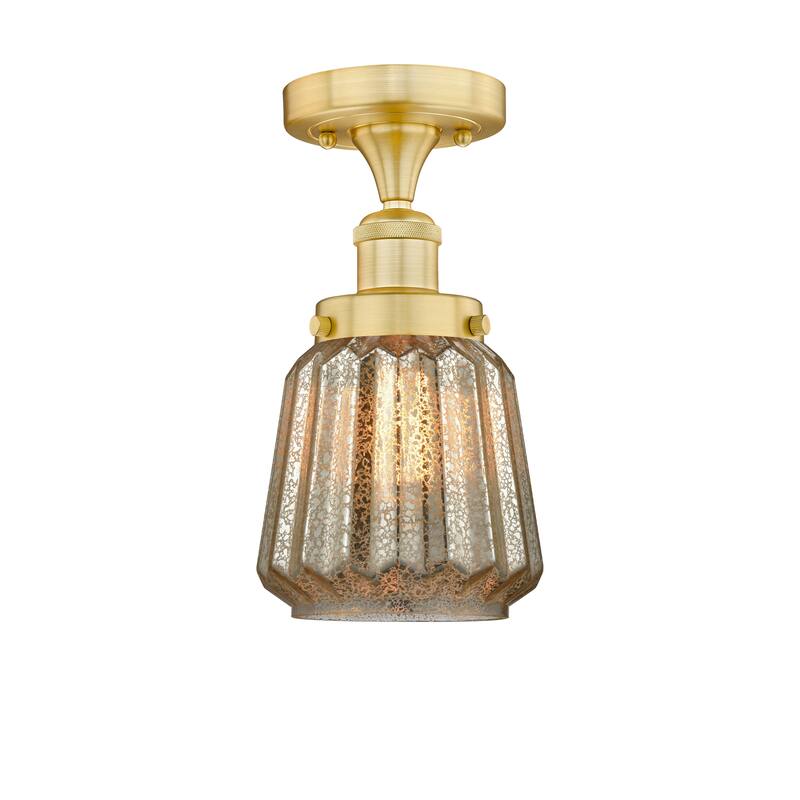Innovations Lighting Chatham - 1 Light 7" Semi-Flush Mount - Mercury/Satin Gold