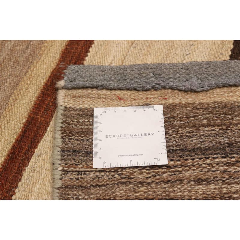 ECARPETGALLERY Flat-Weave Boho Brown Wool Kilim - 6'1 x 10'0