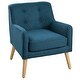 preview thumbnail 6 of 32, Modern Armchair,Tufted Accent Chair with Wood Legs,Comfortable Polyester Upholstery,Button-Tufted Back & Tapered Design