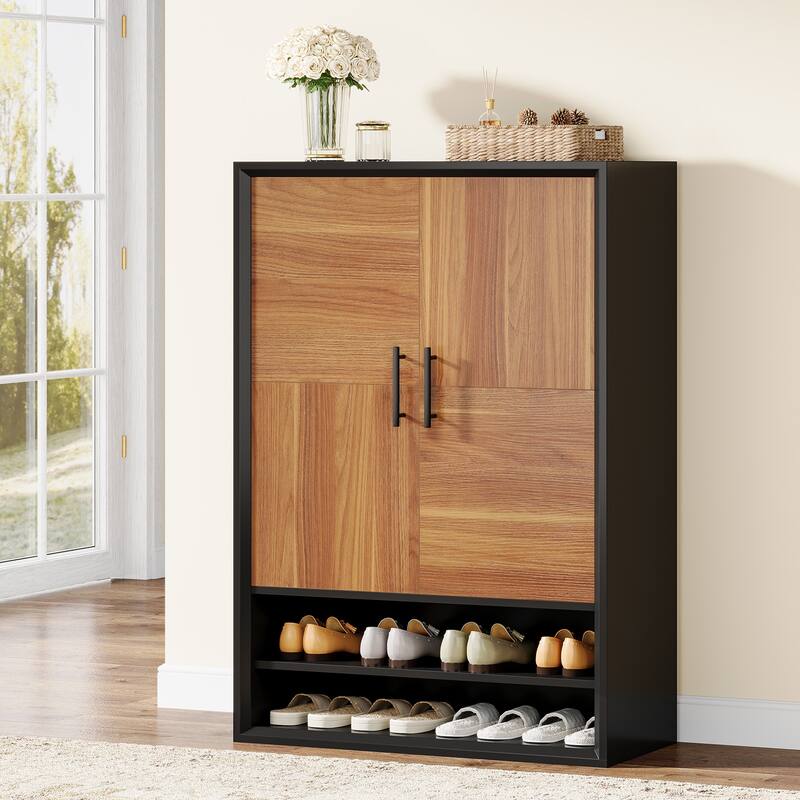 6-Tier Shoe Storage Cabinet with adjustable shelves - 13.78"D x 28.74"W x 43.30"H - Brown