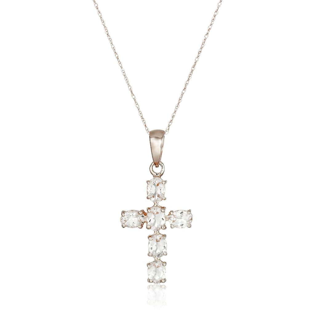 10KT Rose Gold Morganite Gemstone Cross Pendant