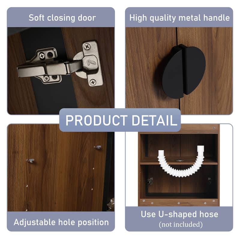 24"/30" FreeStanding Bathroom Vanity with Sink, Floor Stand Bathroom Vanity with Soft Close Door and Adjustable Shelf