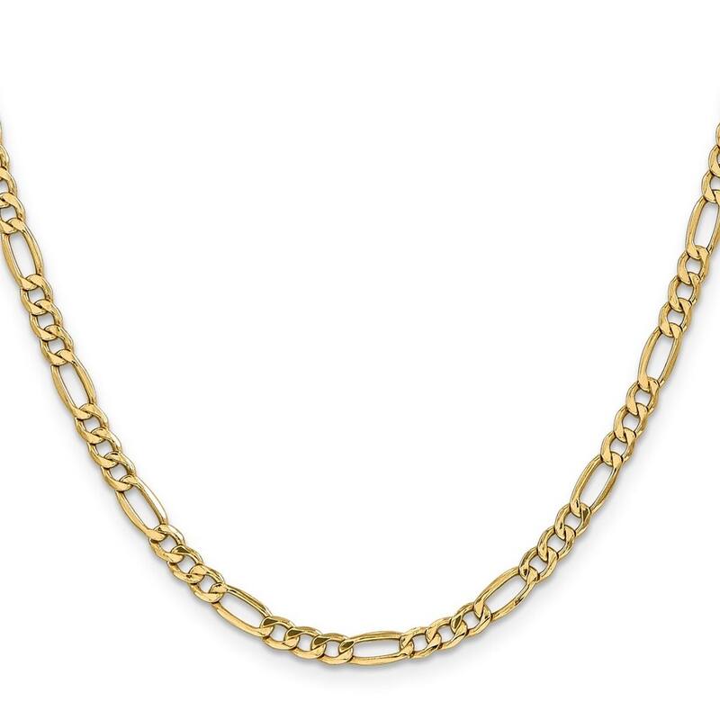 Curata 10k Yellow Gold 4.75mm Semi-solid Figaro Chain Necklace (Lobster) Options: 16 18 20 22