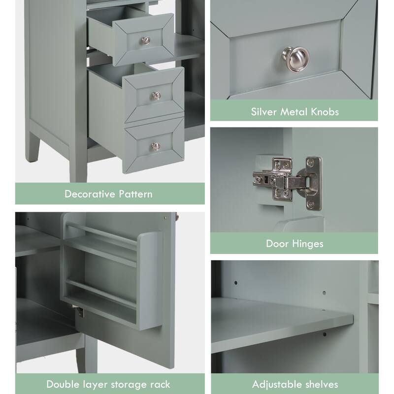 Solid Wood Bathroom Vanity with Ceramic Undermount Sink, Soft-Close Drawers, Adjustable Shelf & 70kg Load Capacity