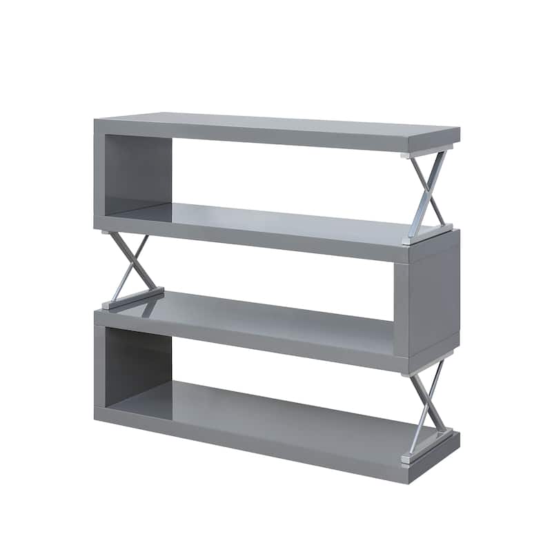 Loop Contemporary Metal 4-Tier Open Back Bookcase by Furniture of America - Grey