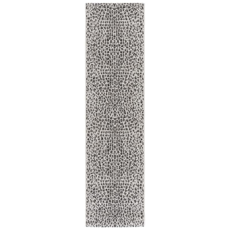 SAFAVIEH Courtyard Ruta Indoor/ Outdoor Waterproof Patio Backyard Rug - 2'3" x 8' Runner - Ivory/Black