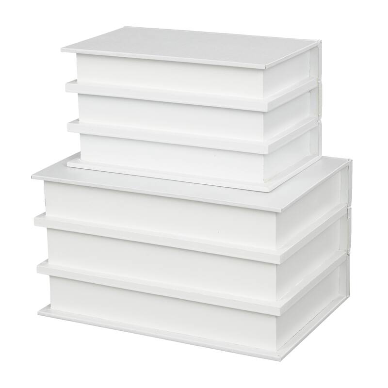 White or Black Canvas Faux Storage Book Box with Gold or White Enjoy, Every, Moment Text (Set of 2)