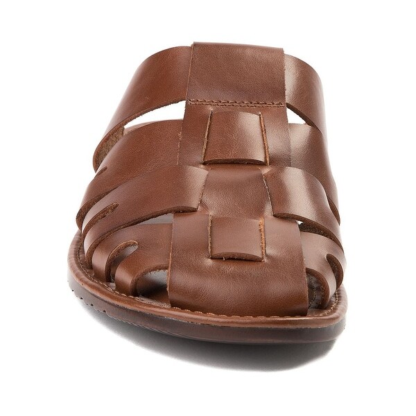 mens leather closed toe slides
