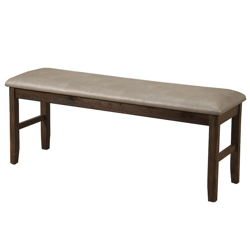 HomeRoots 49" Tan and Dark Brown Faux Leather Distressed Upholstery Dining Bench - 48.5