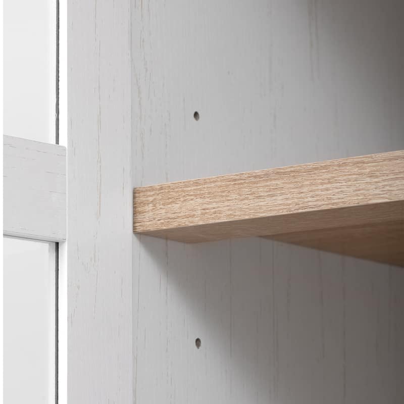 Kitchen Pantry Cabinet with Door Shelves, Storage Cabinet with Open & Adjustable Shelves, Hidden Drawer & Glass Door