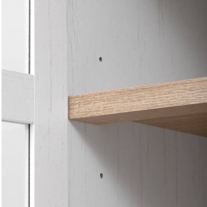 Roomfitters 71" Tall Arched Kitchen Pantry Cabinet with Glass Doors, Hidden Drawer & 4 Door Shelves