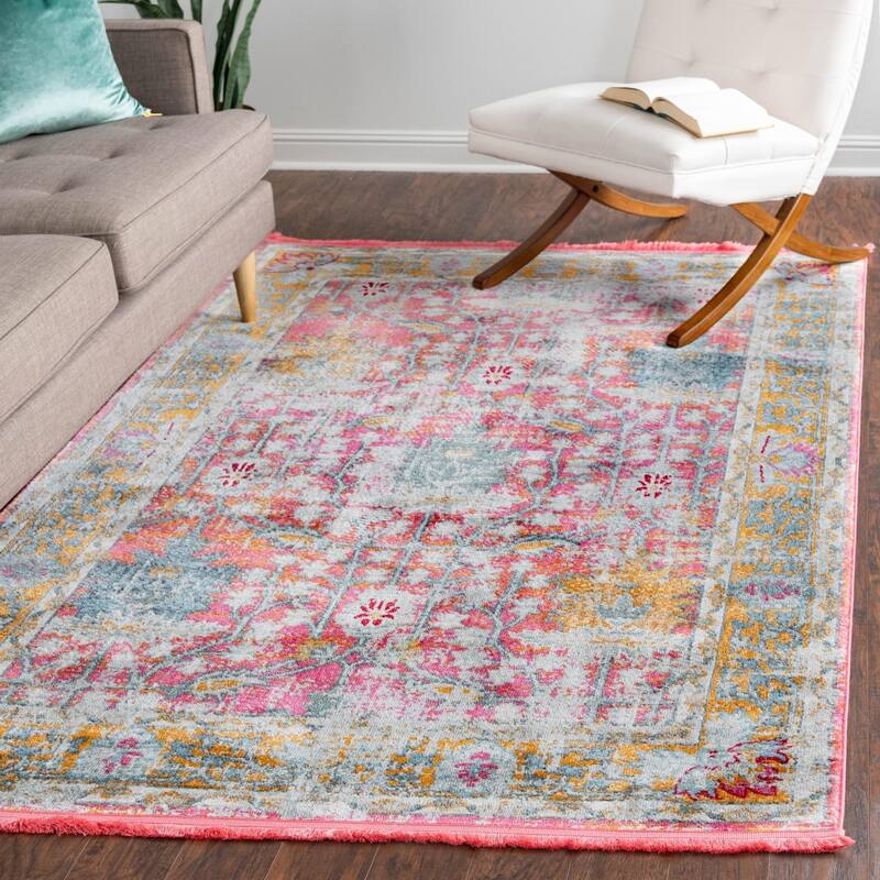 Transitional Laka Collection Area Rug - Pink - 4'3"x6'