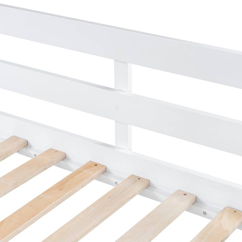 Roomfitters Twin Size Wooden Loft Bed with Desk, Cabinet, Shelves and Storage Drawers, White