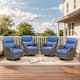 Option Brown Rattan - Blue Cushion