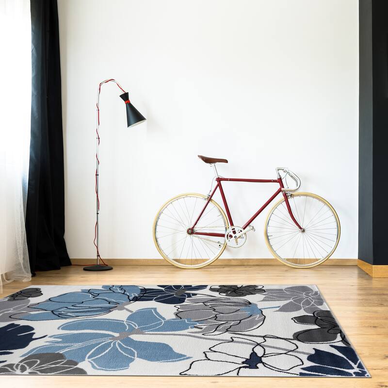 Beverly Rug Modern Multicolor Floral Indoor Area Rug with Jute Backing