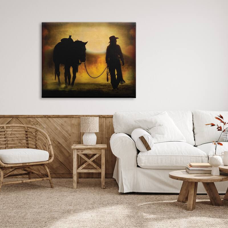 Stupell Cowgirl & Horse Silhouette Canvas Wall Art Design by PBurchettePhoto