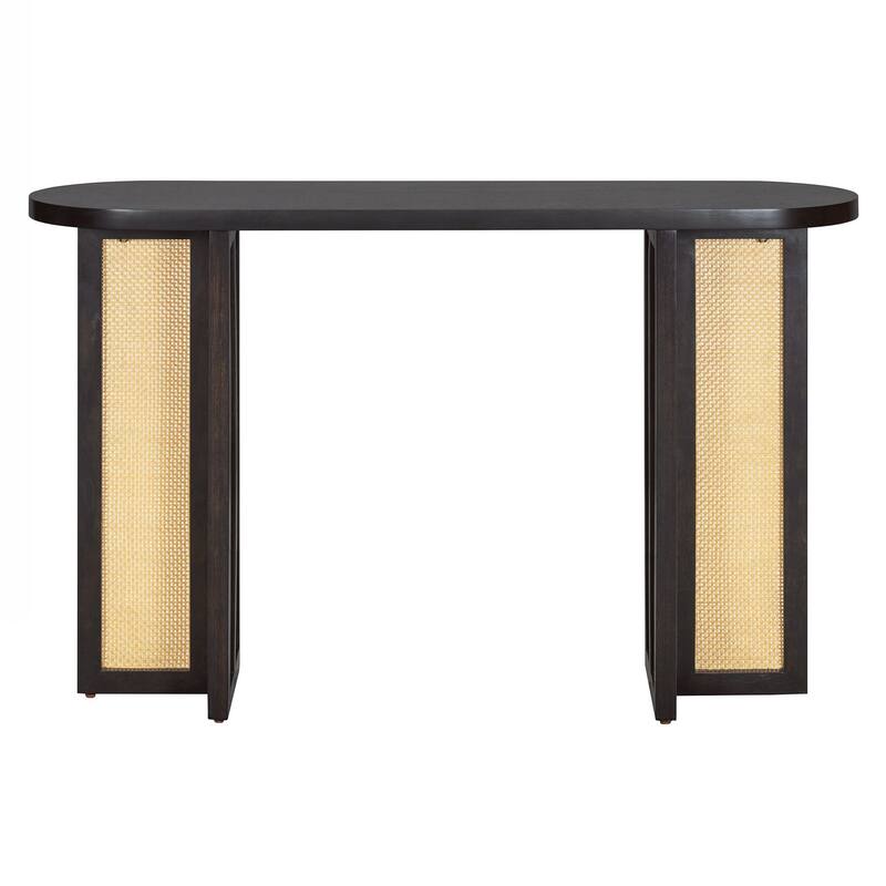 Rattan Console Table Entryway Table, Narrow Console Table with Storage, Hallway Table for Living Room, Entrance