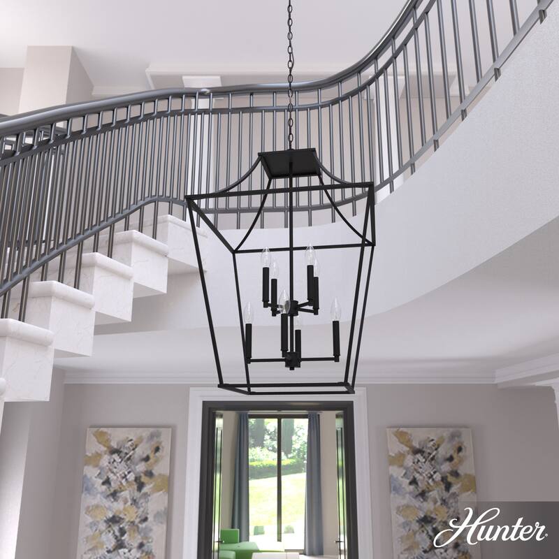Hunter Laurel Ridge 23" 8-Light Lantern Pendant - Entry - Candle, Modern Farmhouse, Contemporary, Transitional - Natural  Iron