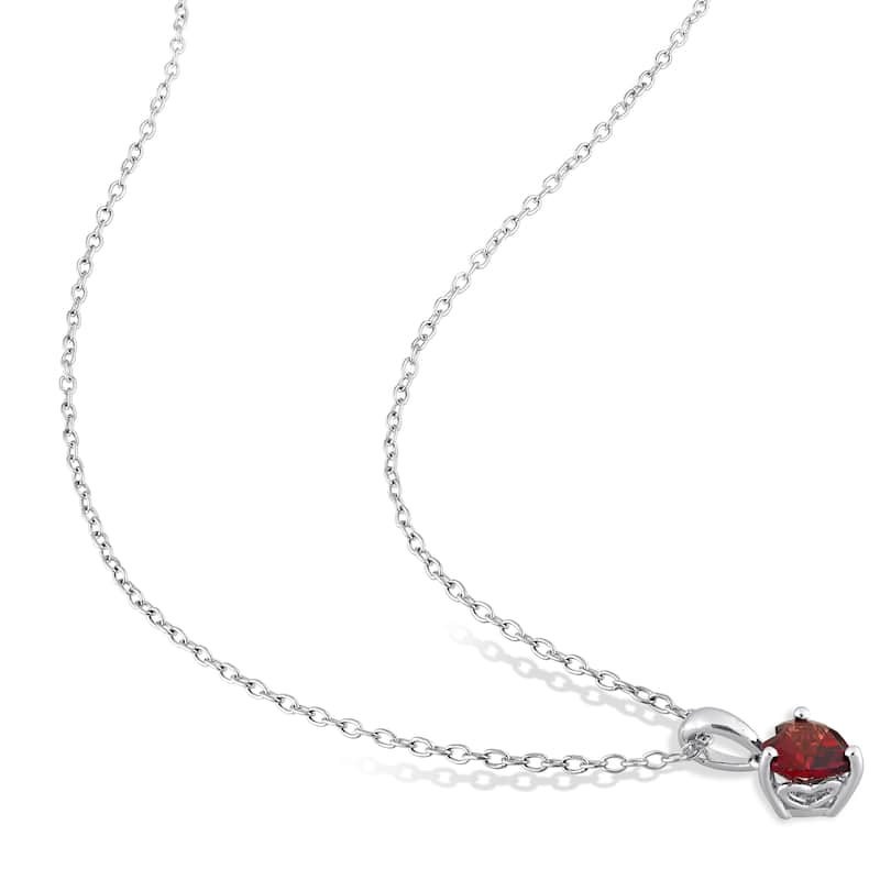 Miadora 2 1/5ct TGW Heart-Shape Garnet Set of Necklace and Earrings in Sterling Silver