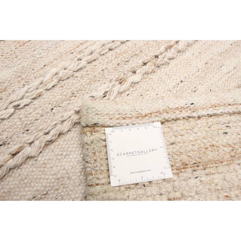 ECARPETGALLERY Braid weave Sienna Beige Wool Rug - 5'2 x 7'8