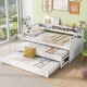 preview thumbnail 2 of 18, Merax Twin XL Wood Daybed with 2 Trundles, 3 Storage Cubbies, 1 Light for Free and USB Charging Design